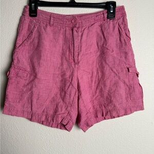 J.Jill Women Size 4 100%‎ Linen Cargo Pink Lightweight High rise shorts